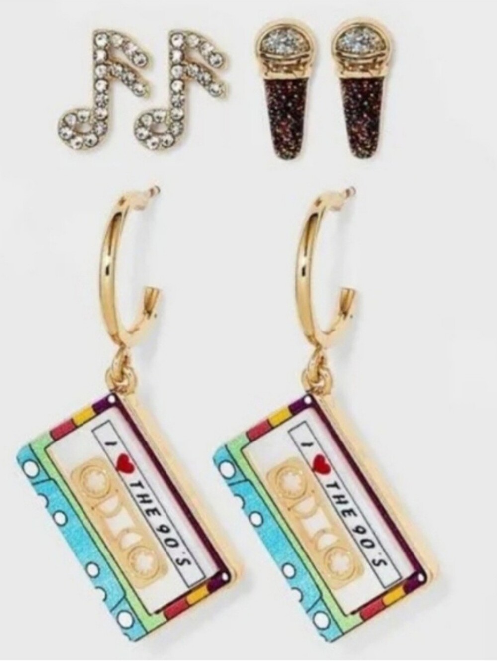 SUGARFIX By BAUBLEBAR Straight To Tape Music 3 Pairs Earrings NWT